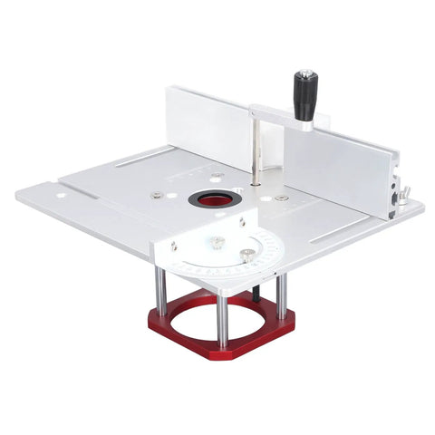 Router Lift Base Kit For Precision Woodworking, Aluminum Table Insert Plate With 0-54mm Height Adjustment, Easy Clamping, Pro Grade Durable Alloy Build For Small Trim Routers And DIY Workshops. Aluminum router lift base kit with fence and crank