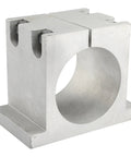 Straight Up Durable Aluminum Cnc Spindle Mount Bracket With 65Mm And 80Mm Dual Bore Holes Comes Ready With M10 Screws for desktop routers, angled view.