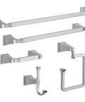 Dryden 24 Inch Wall Mounted Towel Bar In Polished Chrome For A Space Saving Bath Upgrade and matching accessories