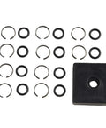 Beefed Up 1/2 Inch Wrench Retainer Ring Kit With O Rings And Anvil Install Tool, arranged with square drive socket clips.