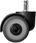 Heavy Duty Silent Rubber Castor Wheels Two Inch Five Piece Set Replacement Swivel Glides For Office Chairs and Household Furniture close-up of black caster wheel.