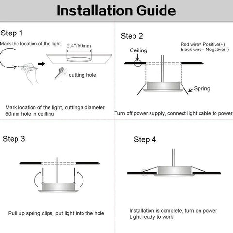 Installation guide for 5 Pack 3W LED Recessed RGB Color Changing Downlights, Gimbal Retrofit Ceiling Lights With Remote, 16 Colors