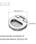 Flush Ring Pull Handles Set Of 3 43.5mm Zinc Alloy Dark Silver Flush Pull Slam Latch with mounting hole dimensions.