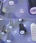 Exterior Double Up Down Outdoor Wall Lights With Remote Control displayed on a wall, showing RGB LED and remote features
