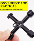 Close-up of Six Piece Handy Electrical Cabinet And Utility Key Set showing black zinc alloy cross key