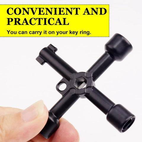 Close-up of Six Piece Handy Electrical Cabinet And Utility Key Set showing black zinc alloy cross key