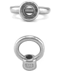 Lifting Eye Nut 10 Pack One Quarter Inch UNC Marine Grade Stainless Steel 316 Beefy Heavy Duty Rigging Gear close-up and bottom view