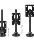 Adjustable Leveling Feet For Furniture Set Of 10 Heavy Duty Leg Levelers with threaded rods and black metal frame, three heights shown