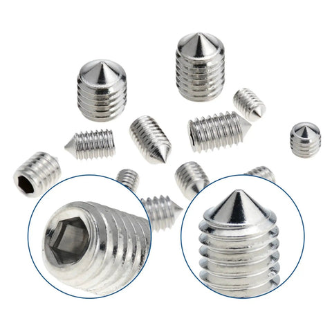 Heavy Duty 667pc Box 304 Stainless Hex Socket Cone Point Grub Screws With Hex Key M2 M2.5 M3 M4 M6 M8 close-up