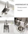 Undermount 10 Inch Bar Prep Sink, 16 Gauge Stainless Steel Single Bowl Kitchen Sink With Strainer And Bottom Grid shown installed