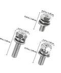 Beefy Stainless Steel Hex Nut And Bolt Set With Washers For Motorcycle Battery Terminals M6 12 16 20mm shown with dimensions