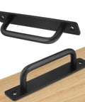 2 Pack Barn Door Pulls 5 Inch Long Base Handles for Shed and Gate with Mounting Screws, aluminum alloy, black coating