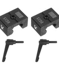 Heavy Duty Linear Guide Rail Fixed Slider With Precision Ground Hardened Steel Anti Collision Stopper Positioning Block for CNC Mill and Laser Engraver Equipment includes two black steel blocks and handles.