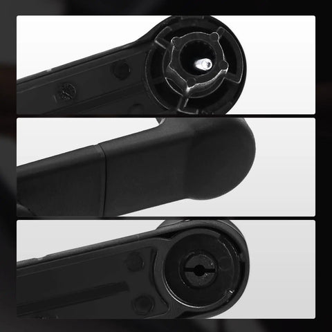 Close-up of textured black window crank handles for Ford F150 Heritage, F250, F350, F450, F550, Super Duty E150, E250, Ranger, Lincoln, Mazda