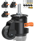 Heavy Duty Retractable Leveling Casters Set Of 4 Dual Stem Sizes And Ratchet Handle Easy Peasy Furniture Lift Smooth Rolling Wheels Black 2200 Lb Capacity