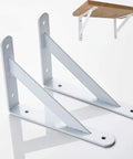 Built Like A Tank Heavy Duty Floating Shelf Brackets 2 Pack Wall Mount L Brackets Cold Rolled Steel supports, white finish for DIY projects.
