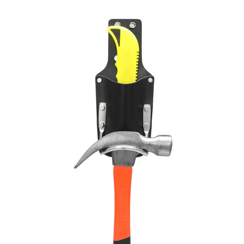 Rugged Leather Belt Holster With Steel Clip for hammer and box cutter, premium leather pouch for construction carpentry work.