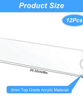 12 Pack Acrylic Wall Name Plate Holders With Adhesive Tapes 2x8 Inch Clear Horizontal Sign Frames diagram with dimensions