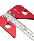 Go To Center Finder Tool Pro Grade For Woodworking And Lathe showing red aluminum alloy with ruler for circle centering