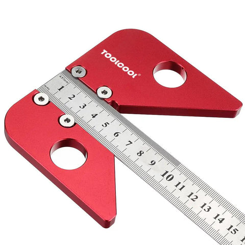 Go To Center Finder Tool Pro Grade For Woodworking And Lathe showing red aluminum alloy with ruler for circle centering