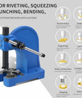Heavy Duty 1 Ton Manual Arbor Press Straight Up Built Tough Rock Solid Cast Iron Punch Machine shown for various pressing applications.