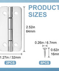 Two Sets Of Premium Stainless Steel Cooler Hinges And Screws For Ice Chests Beefy Heavy Duty Replacement Hardware Includes 2 Hinges And 8 Rust Resistant Screws For Quick Easy Install, showing product dimensions.