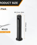 4 Pack M8x40mm Single Hole Clevis Pins Black Finish For Quick Release Heavy Duty Pins For Farm Gear Shop Builds Rigging Furniture Assembly And DIY Projects; M3x20 size