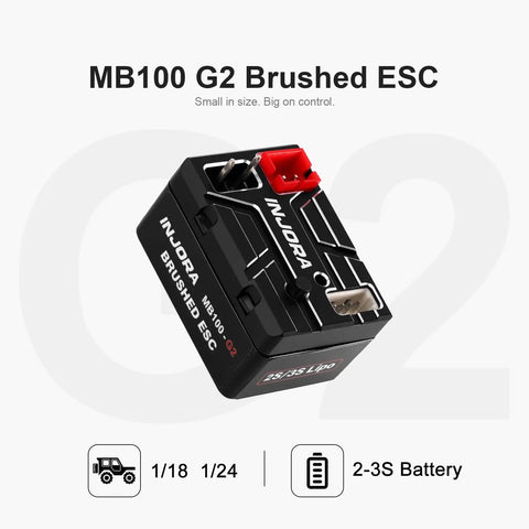 40A Brushed ESC For 1/24 And 1/18 RC Crawlers With IP67 Waterproof Compact Design and App Tunable Speed Controller in black casing