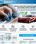 Plug And Play 12V Car Gas Saver Gadget 2026 Upgrade Three Pack Easy Install inserted in vehicle dashboard, boosting mileage.