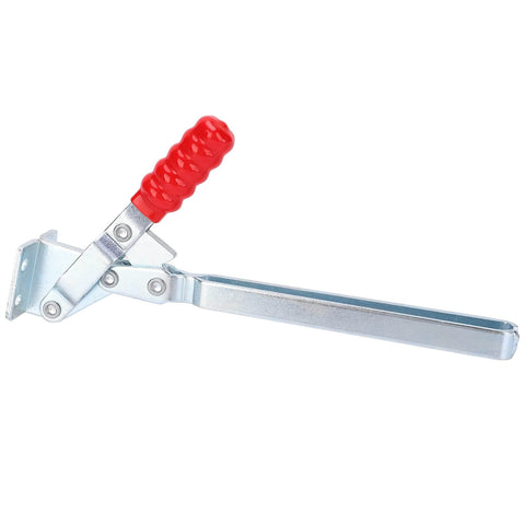 Beefy Vertical Toggle Clamp With Quick Release For Lengthened Fixture And Precise Workholding High Strength Metal Construction Ergonomic Design Iron Galvanized Durable Industrial Clamp For Fabrication And Assembly Tasks, side view