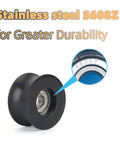 4 Pack Black 8x40x20mm U Groove Pulleys With PA Coated Nylon Bearings And Stainless Steel S608Z Bearings Durable Plastic Roller Wheel Set For Small Belt Drive Systems, close-up bearing