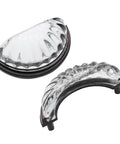 Three Inch Hole Centers Clear Glass Cabinet Cup Pulls With Scalloped Crystal Glass And Oil Rubbed Bronze Base, Pack Of 2