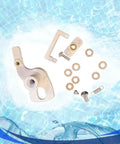 Polaris 180 280 Pool Cleaner Rebuild Kit components with screws and springs on a blue water backdrop