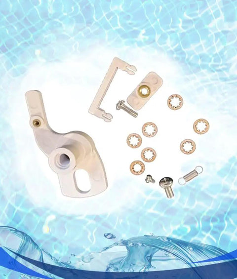 Polaris 180 280 Pool Cleaner Rebuild Kit components with screws and springs on a blue water backdrop