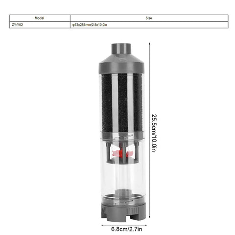 Ultra Quiet Submersible Aquarium Pump With Three Stage Filtration For Fish Tanks And Ponds Delivers Crystal Clear Water shown in dimensions