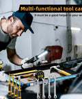 Mechanic using Adjustable Work Table And Tool Cart On Wheels For Garage And Shop with tools in tray