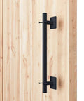 Antique Rustic 12 Inch Barn Door Handle, Solid Steel Heavy Duty Flush Square Base Pull For Gate Garage Sheds, Black Finish