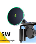 Slick Ride Ready 15W Magnetic Wireless Charger Car Phone Vent Clip Holder Fits Tesla Model Y Juniper Highland Cybertruck And Byd Seal In Dope Brown Finish with LED breathing light.