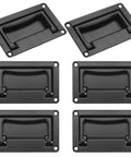 Six Pack Zinc Alloy Recessed Pull Handle 4.4 By 2.7 Inches Flush Lift Door Handle With Spring Mechanism Corrosion Resistant Marine Deck Black