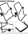 Two Pack Foldable Solar Panel Stands With Adjustable Tilt Mounts, black metal brackets, product details view