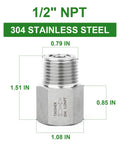 Front view of TAISHER 304 stainless steel 1/2in NPT male x 1/2in NPT female check valve.
