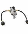 2-Stage Auto Changeover Propane Regulator With 12-Inch Pigtails For RVs Vans And Trailers Seamless Primary To Reserve Tank Switch Keeps Gas Flow During Refill Easy Setup And Reliable Propane Supply