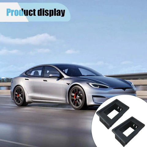 2 Pack Rocker Switch Panel Mounting Brackets 1 Slot Housing Kit in black ABS plastic, displayed with a car backdrop.