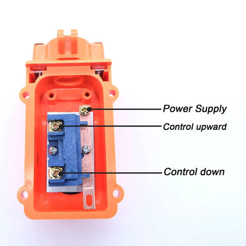 Inside view of Rainproof Up Down Switch Control Station For Cranes And Hoists Pendant Push Button Switch Momentary Weatherproof