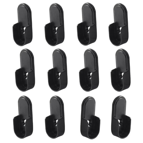 12 Pack Black Oval Closet Rod End Supports For 15mm x 30mm Flat Rods Aluminum Wood Or Stainless Steel Zinc Alloy Durable Rust Resistant Brackets Easy Install For Quick Closet Organization And Secure Fit, black zinc alloy brackets set