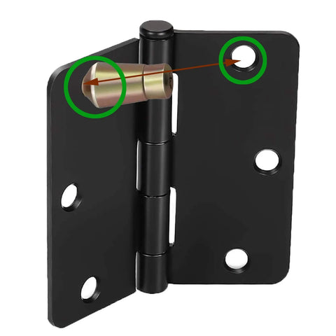 Black door hinge showcasing Tamper Proof Door Hinge Screws 8 Pack With Hardened Security Pins For Enhanced Door Security And Anti Tamper Protection