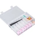 Ultimate 40 Piece TIG Welding Consumables Kit For Wp9 25 with ceramic nozzles and clips in clear storage box.