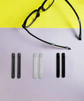 Silicone Eyeglasses Temple Tip Retainers 9 Pairs No Slip Elastic Comfort For Spectacles Reading Glasses And Sunglasses Eyewear Color Mix shown with black glasses frame