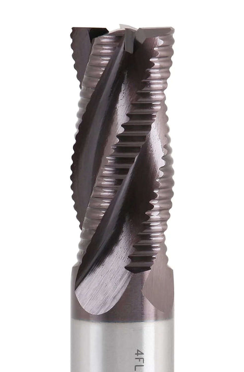 Roughing end mill, M42 cobalt TiAlN coated, 3/4 in dia x 3/4 in shank, 1-5/8 in flute length