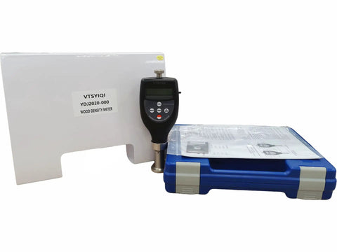 Heavy Duty Shore Hardness Test Stand With Digital OOO Durometer And Usb Software For Rubber Plastic Testing Featuring Peak Hold Avg Calc And Low Battery Alert To Keep You Rolling Smooth with wood density meter and blue case.